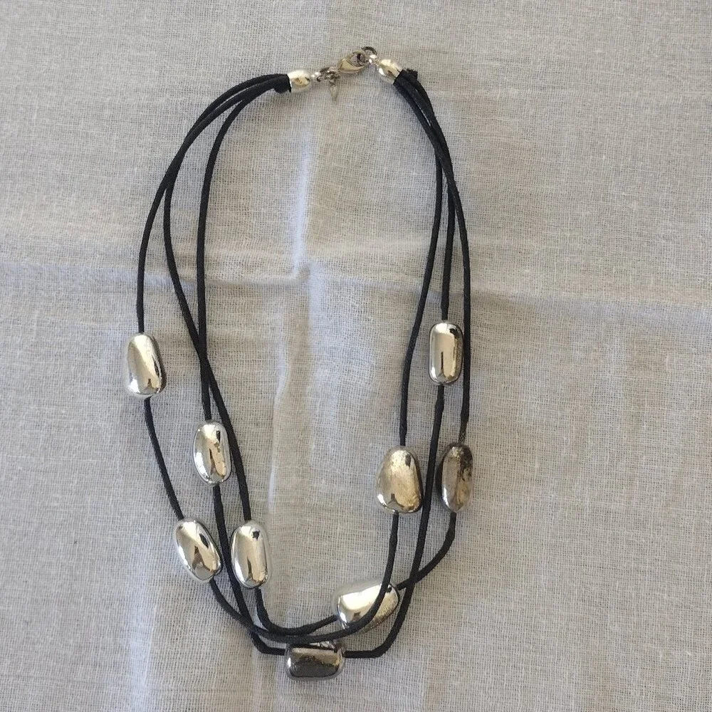 Avon Multistrand Corded Necklace Silver Tone - Picture 5 of 11